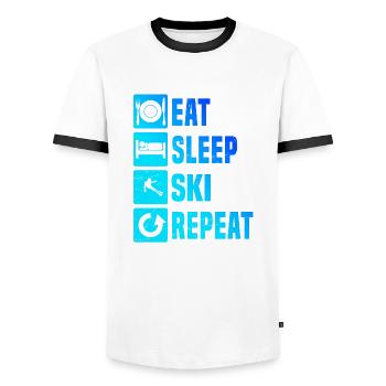 Freestyle Skifahrer Skiing Skifahren Wintersport - Männer Kontrast-T-Shirt - Weiß/Schwarz - Vorne - AI Model Female 172 light (172cm) & AI Model Male 178 dark (178cm)