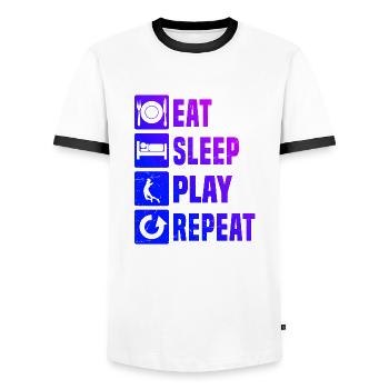Badminton women's badminton badminton player - Men's Ringer Shirt - white/black - Front - AI Model Female 172 light (172cm) & AI Model Male 178 dark (178cm)