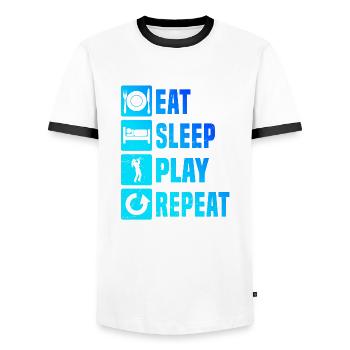 Trompettiste Jazz Trompettiste Trompettiste - T-shirt contrasté Homme - blanc/noir - Devant - AI Model Female 172 light (172cm) & AI Model Male 178 dark (178cm)