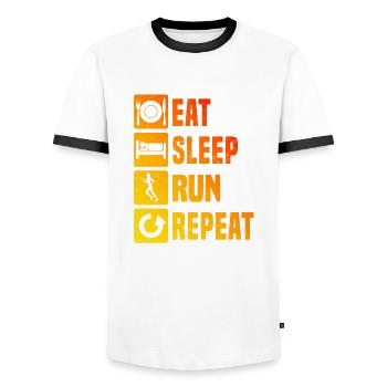 Jogging Running Running Cross Country Running - Men's Ringer Shirt - white/black - Front - AI Model Female 172 light (172cm) & AI Model Male 178 dark (178cm)