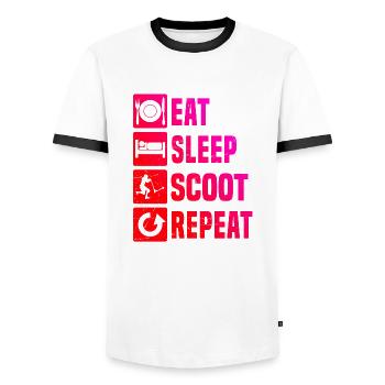 Stuntscooter Hommes Stunt Roller Pedal Scooter - T-shirt contrasté Homme - blanc/noir - Devant - AI Model Female 172 light (172cm) & AI Model Male 178 dark (178cm)