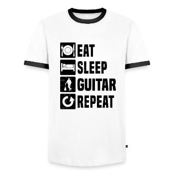 guitare acoustique egitarre femme guitare électrique - T-shirt contrasté Homme - blanc/noir - Devant - AI Model Female 172 light (172cm) & AI Model Male 178 dark (178cm)