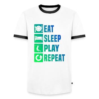Badminton masculin Féminin Badminton Badminton Player - T-shirt contrasté Homme - blanc/noir - Devant - AI Model Female 172 light (172cm) & AI Model Male 178 dark (178cm)