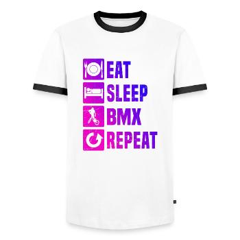 Bike bmx Herren Radfahren bmx fahrrad bmx jungen - Männer Kontrast-T-Shirt - Weiß/Schwarz - Vorne - AI Model Female 172 light (172cm) & AI Model Male 178 dark (178cm)