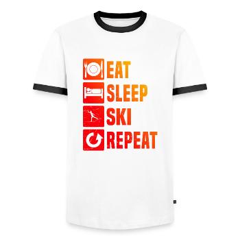 Ski de fond féminin Patinage de fond Classique Ski de fond - T-shirt contrasté Homme - blanc/noir - Devant - AI Model Female 172 light (172cm) & AI Model Male 178 dark (178cm)