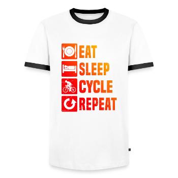 Cycliste de route Vélo de route Vélo de route Cyclisme de route - T-shirt contrasté Homme - blanc/noir - Devant - AI Model Female 172 light (172cm) & AI Model Male 178 dark (178cm)