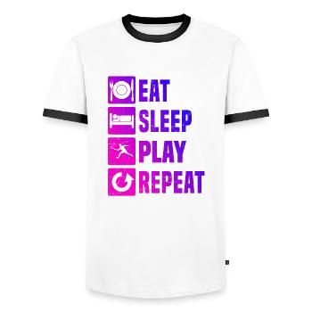 Women's Racquetball Pickleball Pickleball Games - Men's Ringer Shirt - white/black - Front - AI Model Female 172 light (172cm) & AI Model Male 178 dark (178cm)