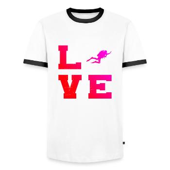 Scuba Tauchen Diving Scuba Taucher Scuba Diver - Men's Ringer Shirt - white/black - Front - AI Model Female 172 light (172cm) & AI Model Male 178 dark (178cm)
