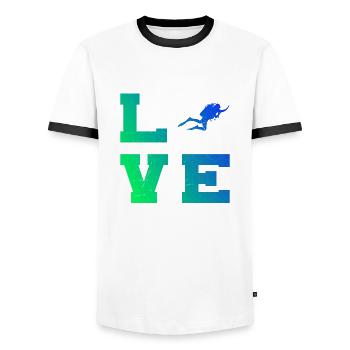 Plongeur Hommes Plongée Libre Plongée Plonge - T-shirt contrasté Homme - blanc/noir - Devant - AI Model Female 172 light (172cm) & AI Model Male 178 dark (178cm)