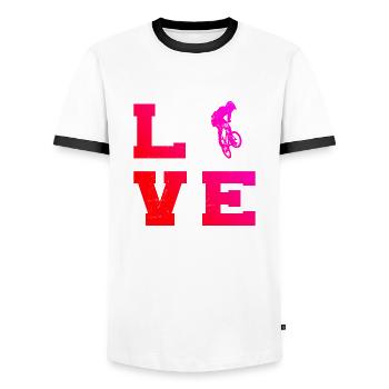Damen bmx Bike bmx jungen bmx fahrrad Radfahren - Männer Kontrast-T-Shirt - Weiß/Schwarz - Vorne - AI Model Female 172 light (172cm) & AI Model Male 178 dark (178cm)