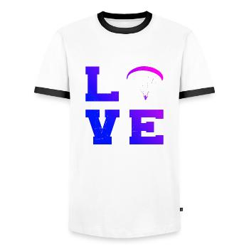 Paragliding Women Paragliding Paragliding - Men's Ringer Shirt - white/black - Front - AI Model Female 172 light (172cm) & AI Model Male 178 dark (178cm)