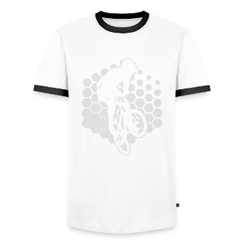 bmx bmx boys cycling bmx bicycle men - Men's Ringer Shirt - white/black - Front - AI Model Female 172 light (172cm) & AI Model Male 178 dark (178cm)