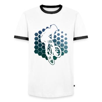 Radfahren Damen bmx jungen bmx Herren bmx fahrrad - Männer Kontrast-T-Shirt - Weiß/Schwarz - Vorne - AI Model Female 172 light (172cm) & AI Model Male 178 dark (178cm)