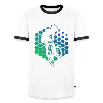 Vélo Femmes BMX Cyclisme BMX Garçons BMX Vélo - T-shirt contrasté Homme - blanc/noir - Devant - AI Model Female 172 light (172cm) & AI Model Male 178 dark (178cm)