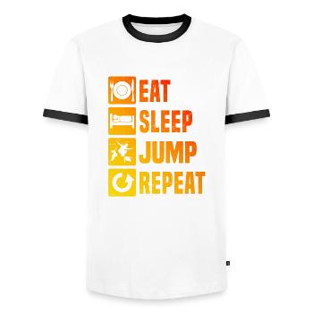 Cours de coureur libre Hommes Femmes Course libre - T-shirt contrasté Homme - blanc/noir - Devant - AI Model Female 172 light (172cm) & AI Model Male 178 dark (178cm)