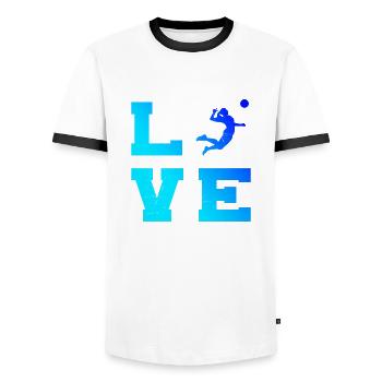 Volleyball féminin Volleyball masculin Volleyball masculin - T-shirt contrasté Homme - blanc/noir - Devant - AI Model Female 172 light (172cm) & AI Model Male 178 dark (178cm)