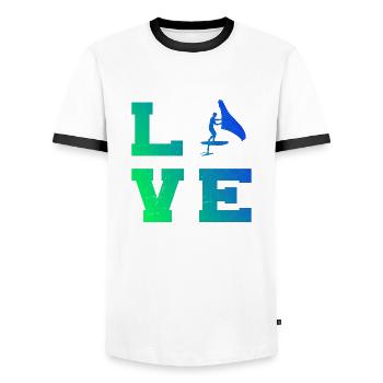 hydroptère Ailier femme ailier Hommes wingsurf - T-shirt contrasté Homme - blanc/noir - Devant - AI Model Female 172 light (172cm) & AI Model Male 178 dark (178cm)