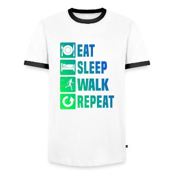 Men's Nordic Walker Walking Walker Nordic Walking - Men's Ringer Shirt - white/black - Front - AI Model Female 172 light (172cm) & AI Model Male 178 dark (178cm)