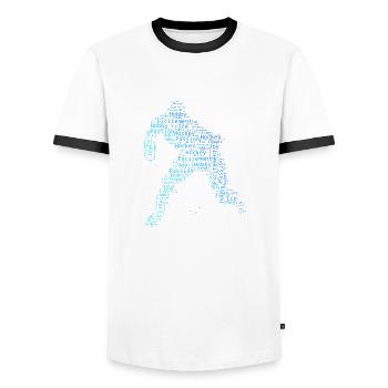 Joueurs de hockey sur glace masculins - T-shirt contrasté Homme - blanc/noir - Devant - AI Model Female 172 light (172cm) & AI Model Male 178 dark (178cm)
