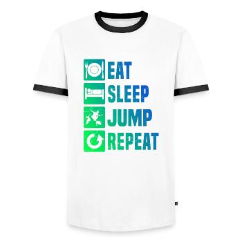Coureur libre hommes Parcours Parkour Free Running - T-shirt contrasté Homme - blanc/noir - Devant - AI Model Female 172 light (172cm) & AI Model Male 178 dark (178cm)