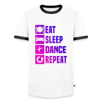 Break Dance Men's Bboy Breakdance Hip Hop - Men's Ringer Shirt - white/black - Front - AI Model Female 172 light (172cm) & AI Model Male 178 dark (178cm)