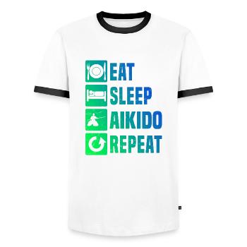 Herren Aikidoka Aikido Kampfsport Damen Martial Ar - Männer Kontrast-T-Shirt - Weiß/Schwarz - Vorne - AI Model Female 172 light (172cm) & AI Model Male 178 dark (178cm)