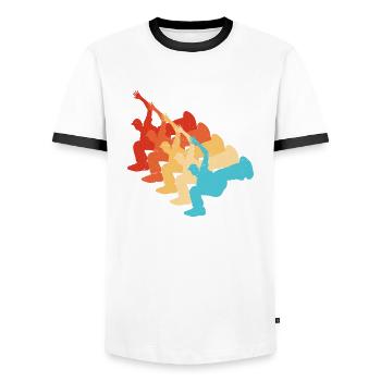 Bboy Breakdance Hommes Hiphop Break Dance - T-shirt contrasté Homme - blanc/noir - Devant - AI Model Female 172 light (172cm) & AI Model Male 178 dark (178cm)
