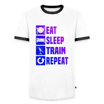 Krafttraining Aerobic Herren Damen Aerobic - Männer Kontrast-T-Shirt - Weiß/Schwarz - Vorne - AI Model Female 172 light (172cm) & AI Model Male 178 dark (178cm)