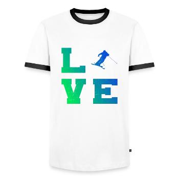 Ski Freestyle Herren Freestyle Ski Damen Ski Jumpi - Männer Kontrast-T-Shirt - Weiß/Schwarz - Vorne - AI Model Female 172 light (172cm) & AI Model Male 178 dark (178cm)