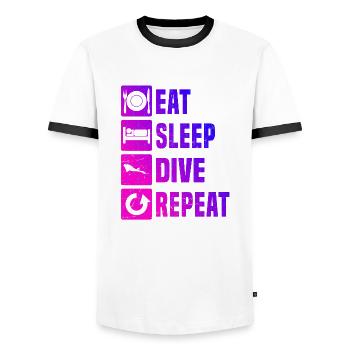 Diver Scuba Diver Scuba Tauchen Herren - Männer Kontrast-T-Shirt - Weiß/Schwarz - Vorne - AI Model Female 172 light (172cm) & AI Model Male 178 dark (178cm)