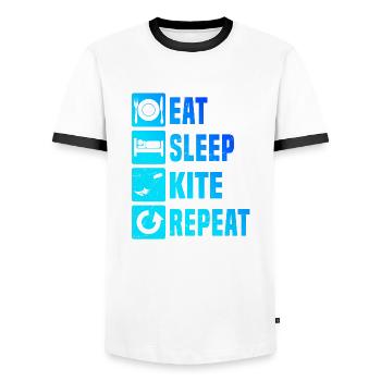 Kitesurfing Kitesurfer Kiting Kite Kitesurfing - Men's Ringer Shirt - white/black - Front - AI Model Female 172 light (172cm) & AI Model Male 178 dark (178cm)