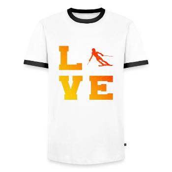 Skifahrer Herren Skiing Freestyle Skifahrer - Männer Kontrast-T-Shirt - Weiß/Schwarz - Vorne - AI Model Female 172 light (172cm) & AI Model Male 178 dark (178cm)