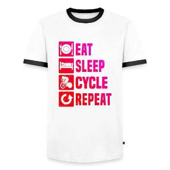 Vélo de route Hommes Vélo de route Cyclisme sur route Cyclisme sur route - T-shirt contrasté Homme - blanc/noir - Devant - AI Model Female 172 light (172cm) & AI Model Male 178 dark (178cm)