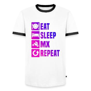 Motocross Motocross Libre Femmes Femmes - T-shirt contrasté Homme - blanc/noir - Devant - AI Model Female 172 light (172cm) & AI Model Male 178 dark (178cm)