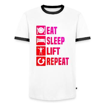 Damen Fitness Krafttraining Ausdauertraining - Männer Kontrast-T-Shirt - Weiß/Schwarz - Vorne - AI Model Female 172 light (172cm) & AI Model Male 178 dark (178cm)