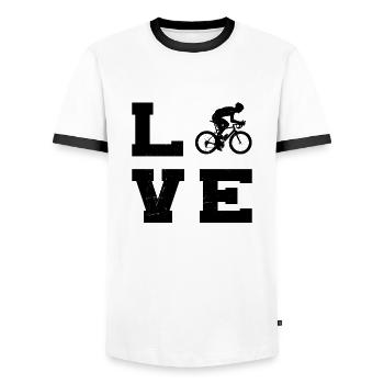 Damen Rennradfahren Rennrad Rennradfahrer - Männer Kontrast-T-Shirt - Weiß/Schwarz - Vorne - AI Model Female 172 light (172cm) & AI Model Male 178 dark (178cm)
