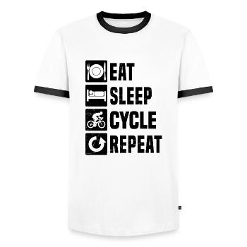 Vélo de route Vélo de route Vélo de route pour hommes Vélo de route - T-shirt contrasté Homme - blanc/noir - Devant - AI Model Female 172 light (172cm) & AI Model Male 178 dark (178cm)