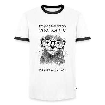 Hab Das Schon Verstanden Ist Mir Nur Egal - Otter - Männer Kontrast-T-Shirt - Weiß/Schwarz - Vorne - AI Model Female 172 light (172cm) & AI Model Male 178 dark (178cm)