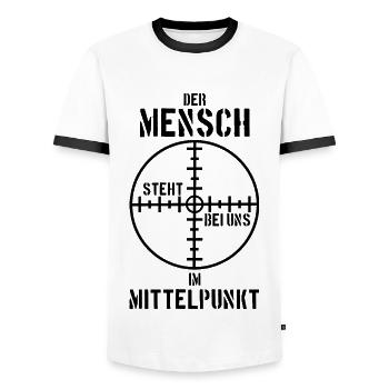 GAMER BUNDESWEHR SOLDAT BUND MITTELPUNKT - Männer Kontrast-T-Shirt - Weiß/Schwarz - Vorne - AI Model Female 172 light (172cm) & AI Model Male 178 dark (178cm)