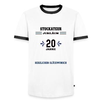 Stuckateur 20 Jahre Jubiläum zwanzig jähriges Jubi - Männer Kontrast-T-Shirt - Weiß/Schwarz - Vorne - AI Model Female 172 light (172cm) & AI Model Male 178 dark (178cm)