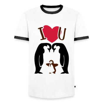 Penguin Family - Penguin Parents - Men's Ringer Shirt - white/black - Front - AI Model Female 172 light (172cm) & AI Model Male 178 dark (178cm)