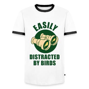 Easily Distracted By Birds - Men's Ringer Shirt - white/black - Front - AI Model Female 172 light (172cm) & AI Model Male 178 dark (178cm)