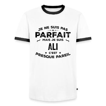 Ali – ein lustiger und stolzer Vorname, Legende - Männer Kontrast-T-Shirt - Weiß/Schwarz - Vorne - AI Model Female 172 light (172cm) & AI Model Male 178 dark (178cm)