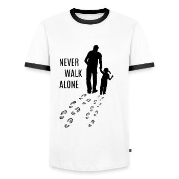 Father and Daughter Papa Girl Never walk alone - Men's Ringer Shirt - white/black - Front - AI Model Female 172 light (172cm) & AI Model Male 178 dark (178cm)