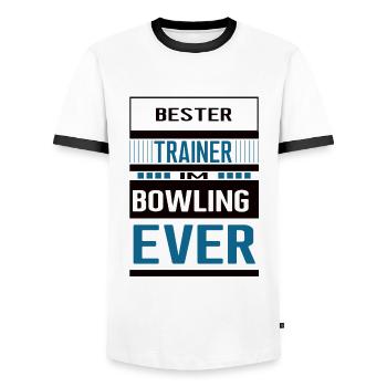Bowling Trainer Bester Bowlingtrainer Coach - Männer Kontrast-T-Shirt - Weiß/Schwarz - Vorne - AI Model Female 172 light (172cm) & AI Model Male 178 dark (178cm)