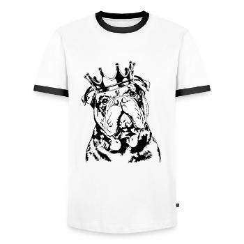 OLD DEUTSCH BULLDOG Crown Dog Chiens Wilsigns - T-shirt contrasté Homme - blanc/noir - Devant - AI Model Female 172 light (172cm) & AI Model Male 178 dark (178cm)