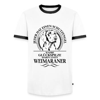 WEIMARANER Schutzengel Hundespruch Wilsigns - Männer Kontrast-T-Shirt - Weiß/Schwarz - Vorne - AI Model Female 172 light (172cm) & AI Model Male 178 dark (178cm)