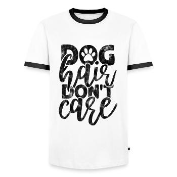 poils de chien s’en fichent - Chien chien disant - T-shirt contrasté Homme - blanc/noir - Devant - AI Model Female 172 light (172cm) & AI Model Male 178 dark (178cm)
