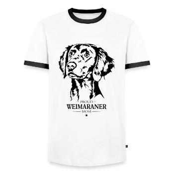 Braque de Weimar Maman Chiens Chiens de Chasse Wilsigns - T-shirt contrasté Homme - blanc/noir - Devant - AI Model Female 172 light (172cm) & AI Model Male 178 dark (178cm)