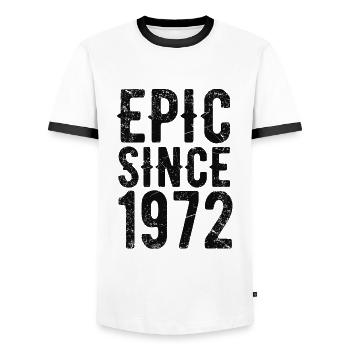 Epic since 1972 - Men's Ringer Shirt - white/black - Front - AI Model Female 172 light (172cm) & AI Model Male 178 dark (178cm)